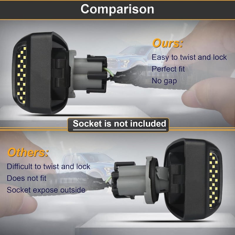 RAVSOFT LED License Plate Light tag lamp Assembly For 1999-2013 Chevy Silverado GMC Sierra 1500 2500 3500 Avalanche Suburban Tahoe Yukon Black housing 6000K White, Pack of 2 - Image 4